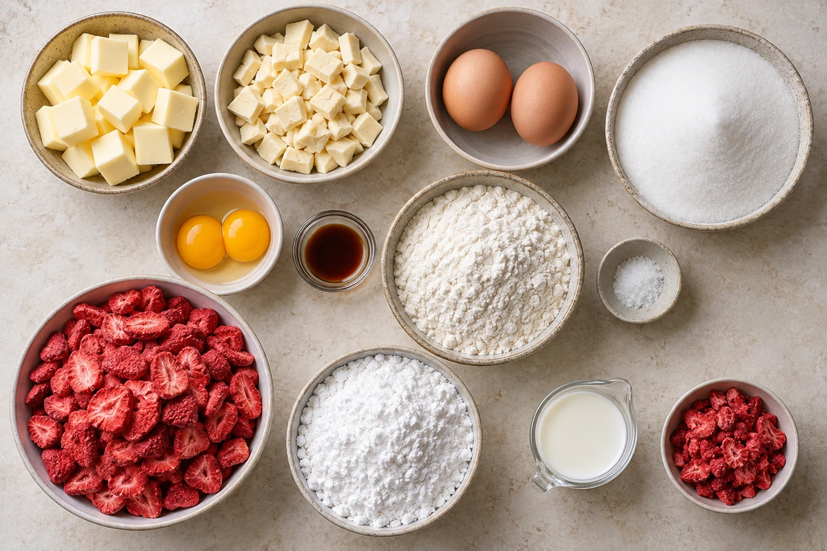 Exact measured ingredients for Strawberry Brownies