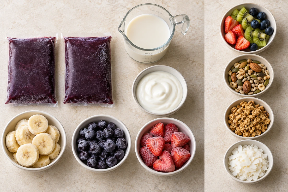 Exact measured ingredients for Acai Bowl