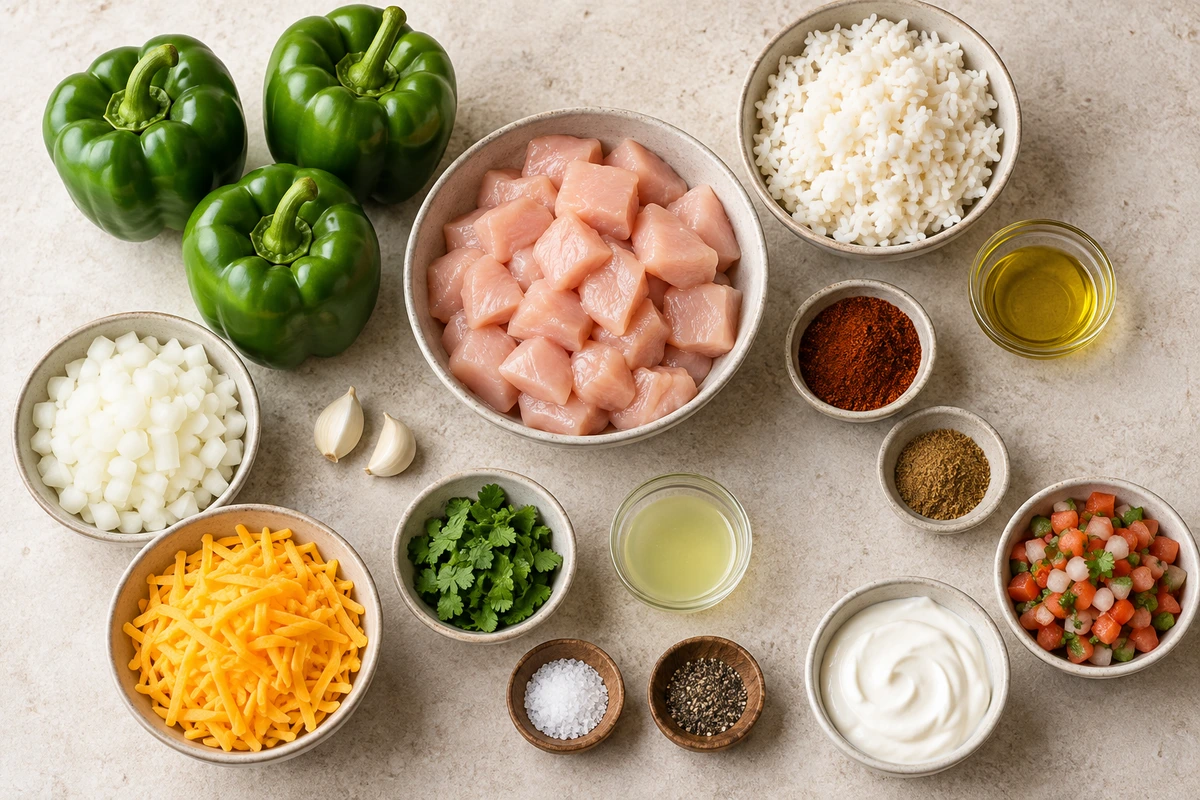 Exact measured ingredients for Chicken Stuffed Peppers