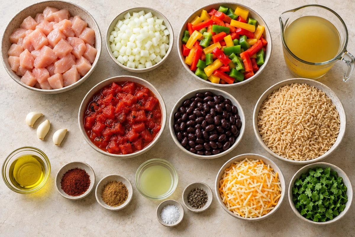 Exact measured ingredients for Chicken Fajita Rice Bowls