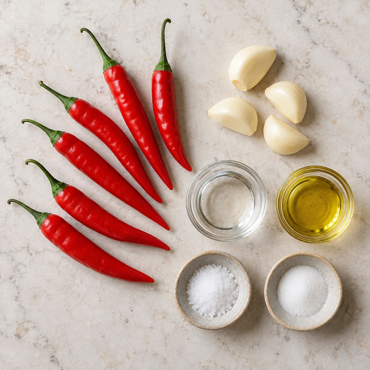 Exact measured ingredients for Homemade Chili Garlic Sauce