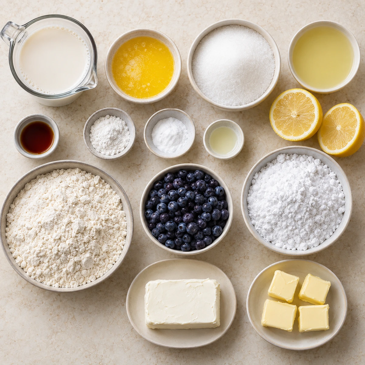 Exact measured ingredients for Lemon Blueberry Cupcakes