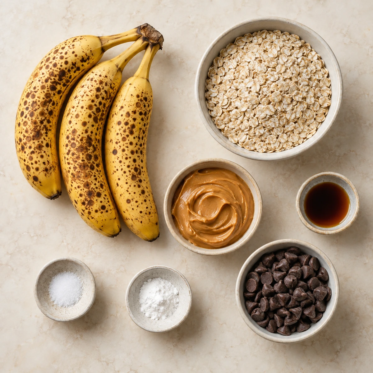 Exact measured ingredients for Peanut Butter Banana Bars