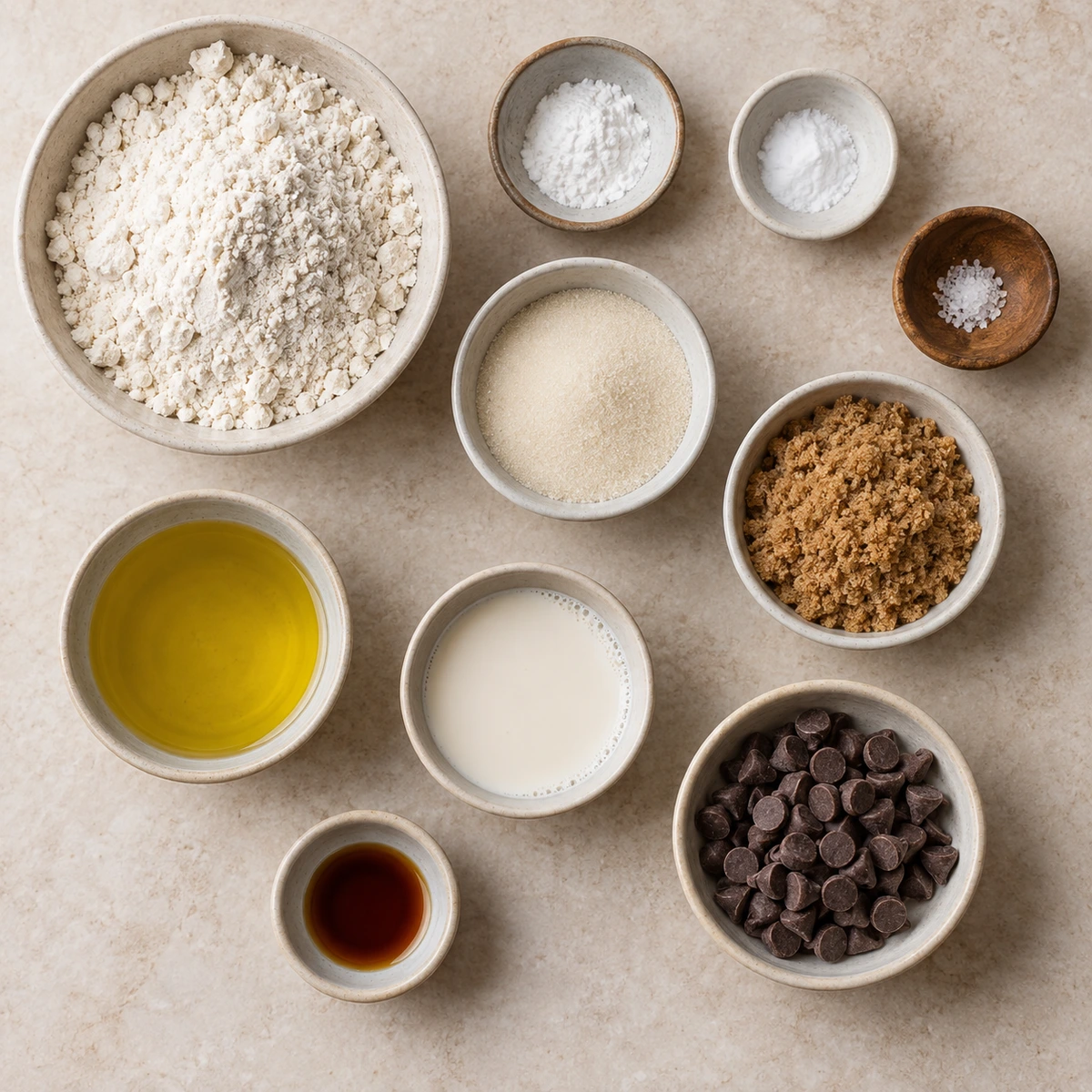 Exact measured ingredients for Vegan Chocolate Chip Cookies
