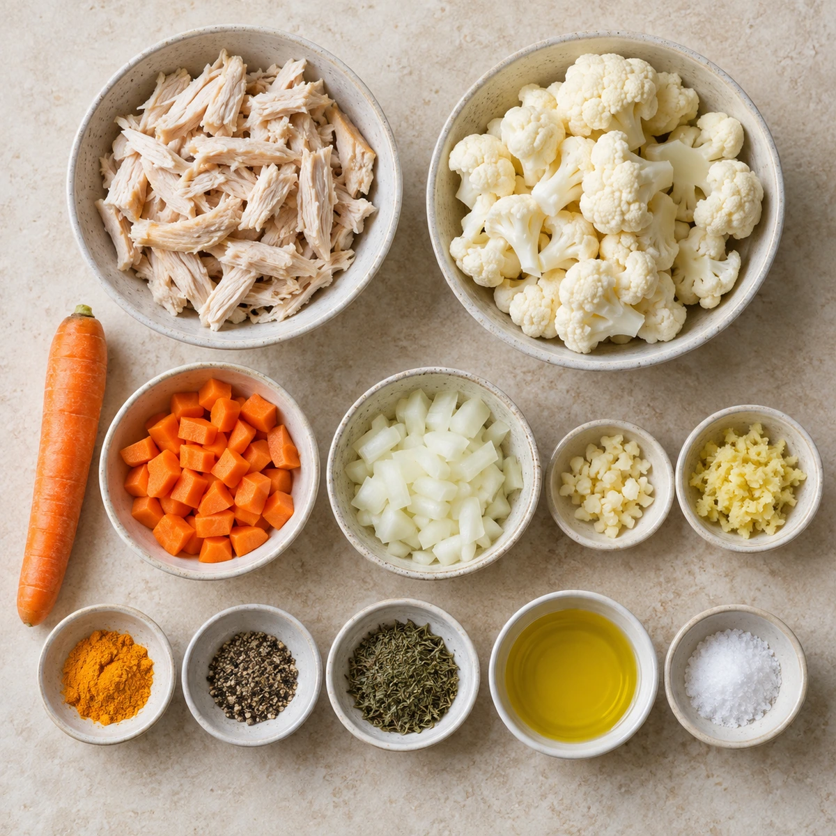 Exact measured ingredients for Cauliflower Chicken Soup