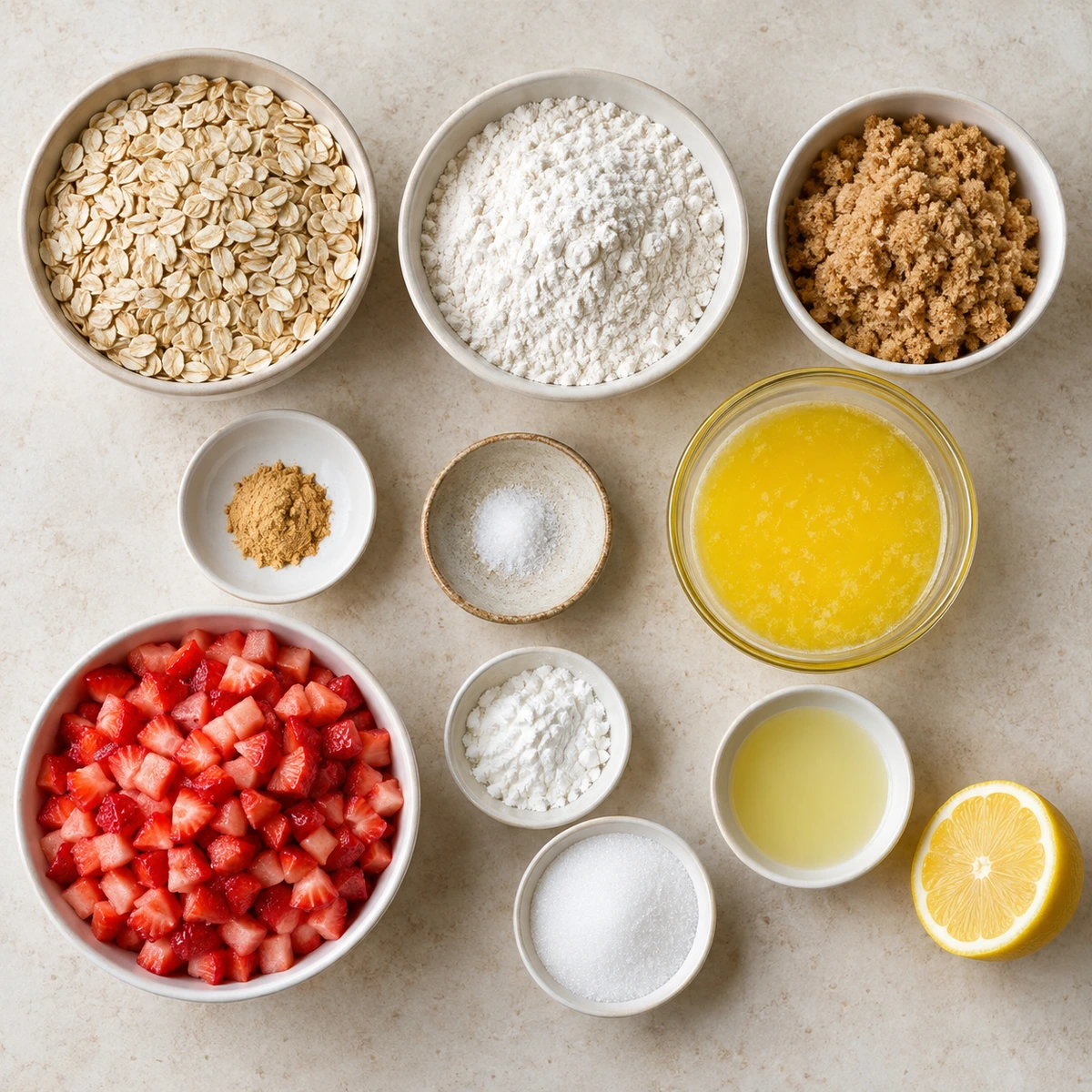 Exact measured ingredients for Healthy Strawberry Oatmeal Bars