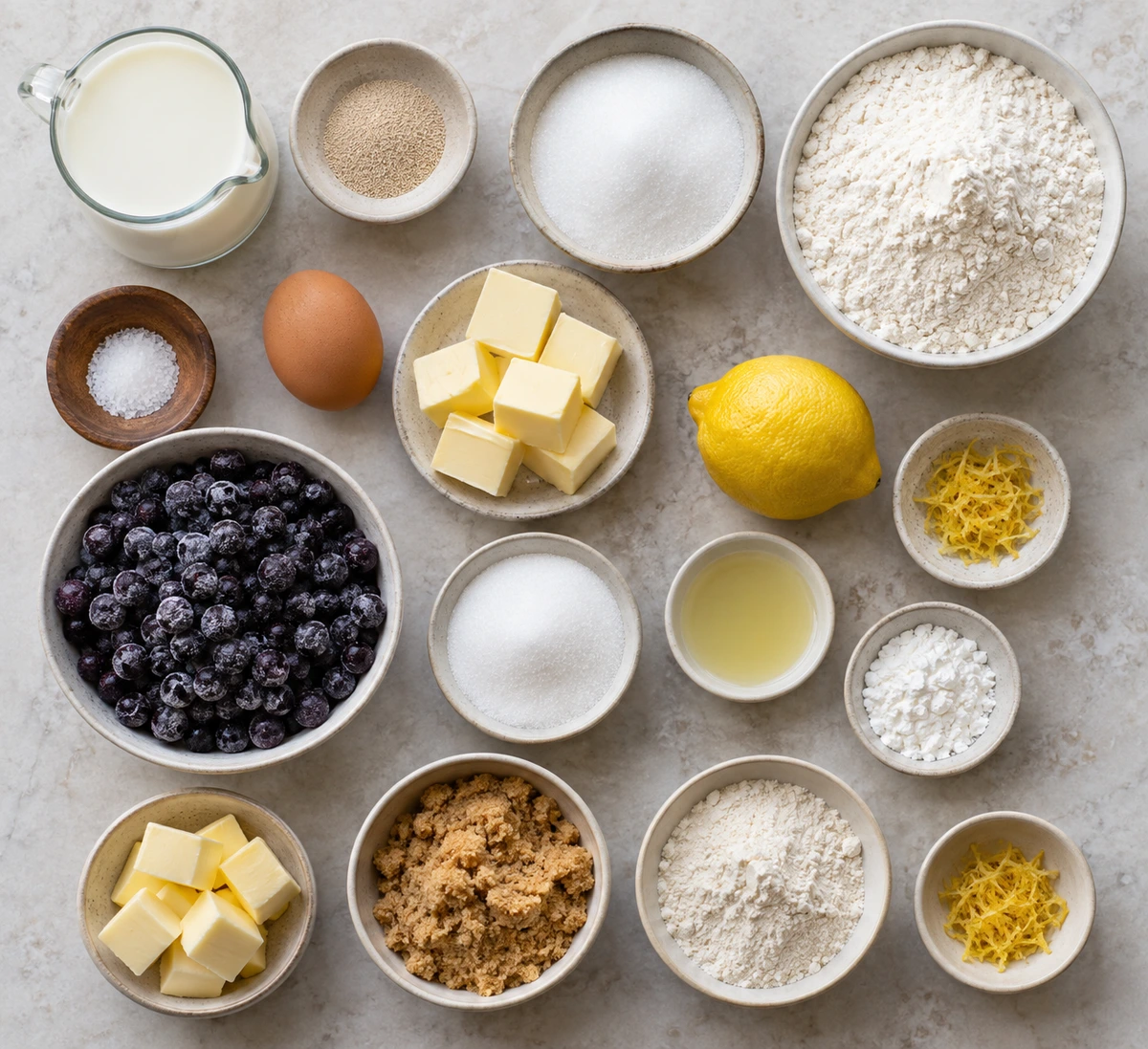 Exact measured ingredients for Blueberry Brioche Crumb Cake