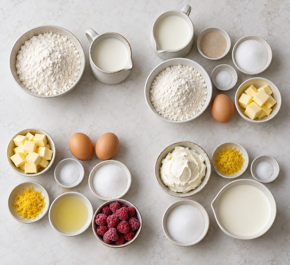 Exact measured ingredients for Lemon Raspberry Rolls