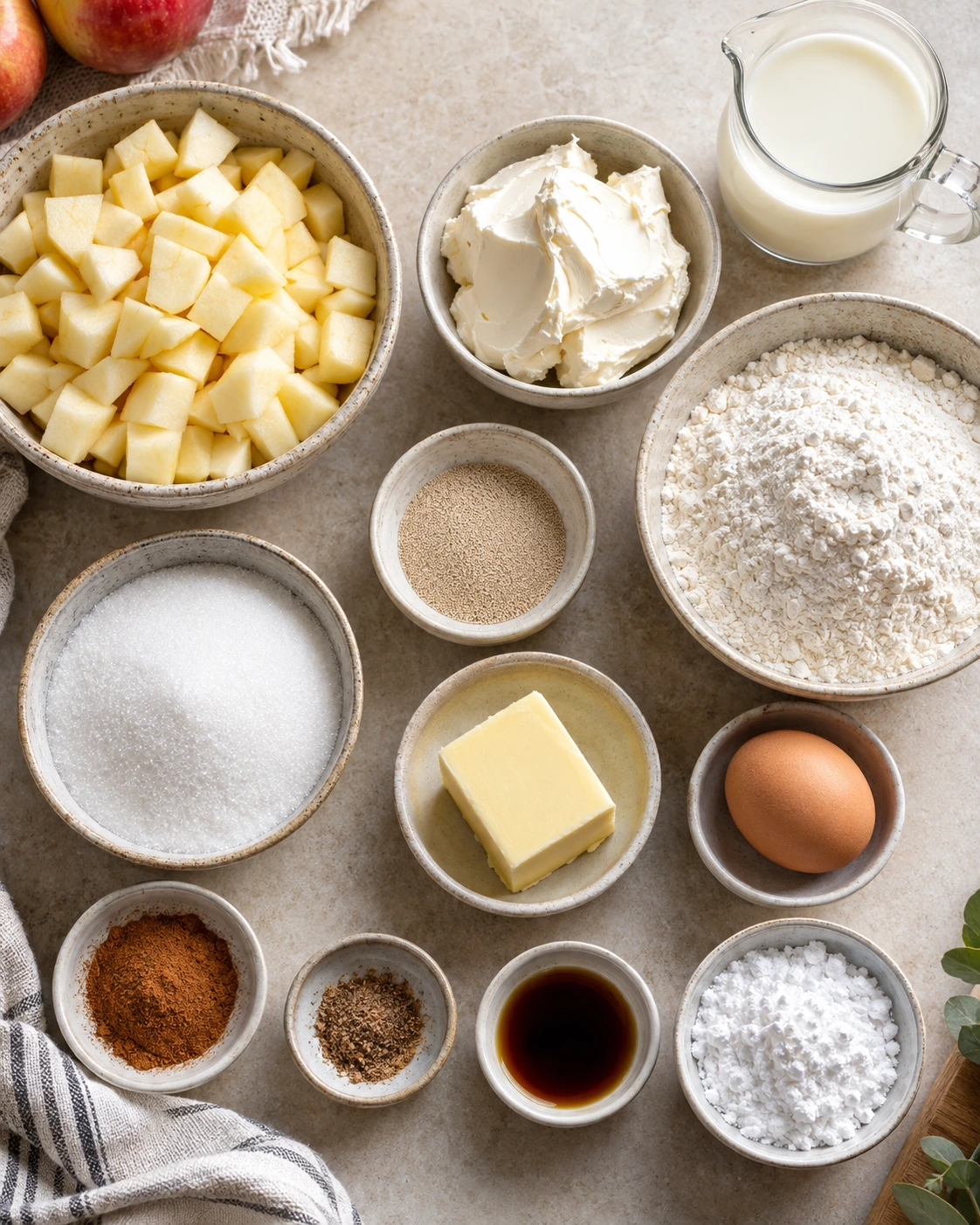 Exact measured ingredients for Apple Cheesecake Buns