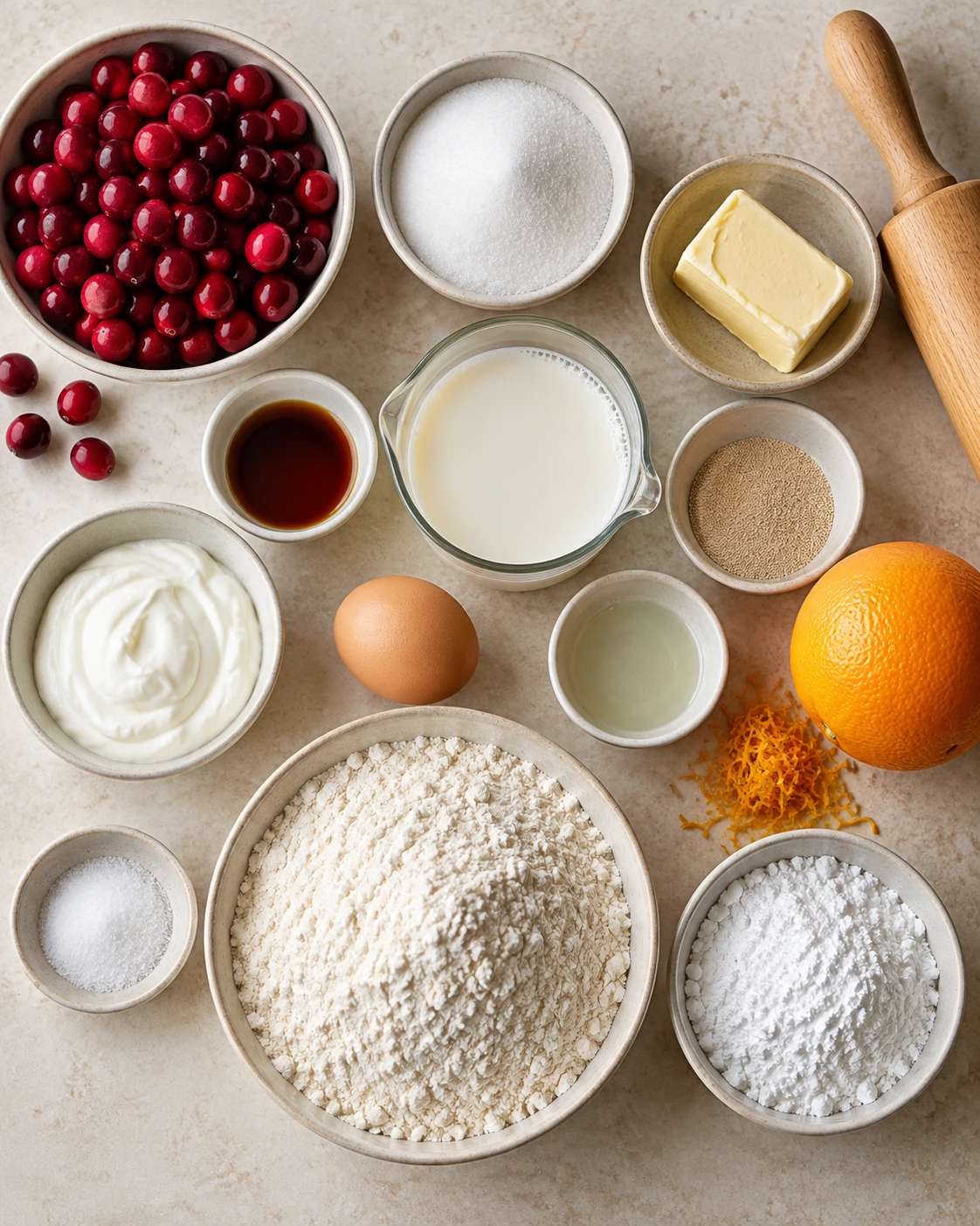 Exact measured ingredients for Cranberry Orange Sweet Rolls