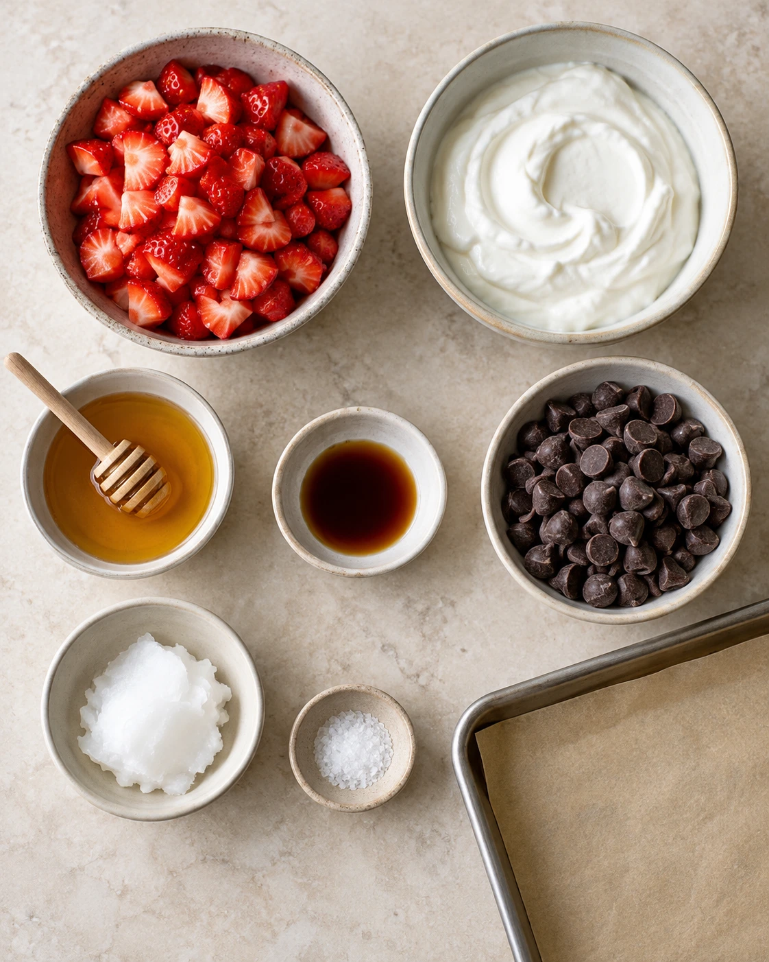 Exact measured ingredients for Chocolate Strawberry Yogurt Clusters