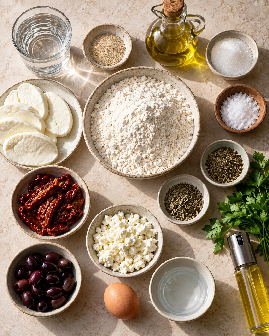 Exact measured ingredients for Homemade Mediterranean Flatbread