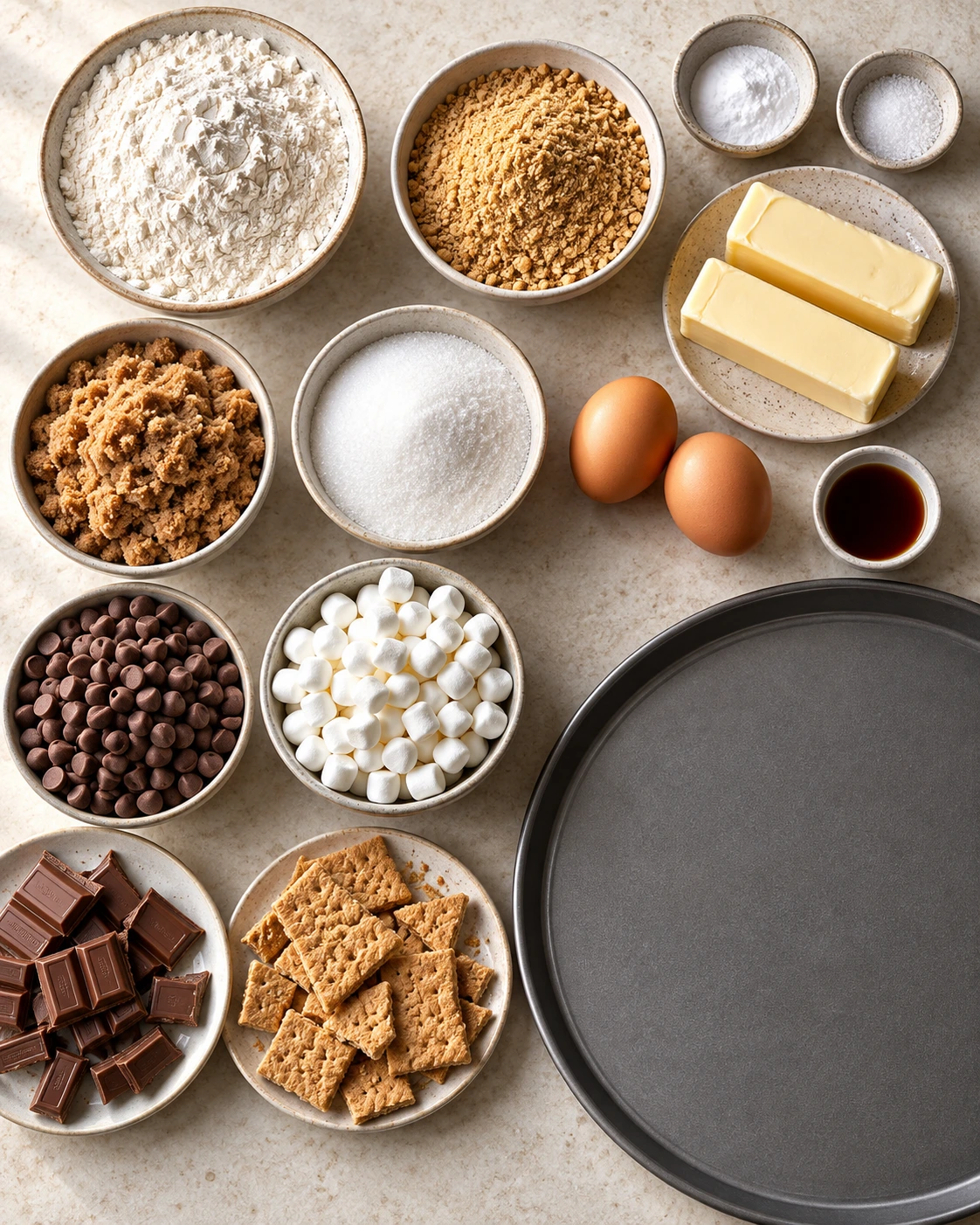 Exact measured ingredients for S'mores Pizza