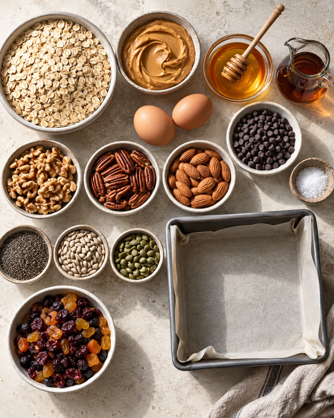 Exact measured ingredients for Peanut Butter Granola Bars