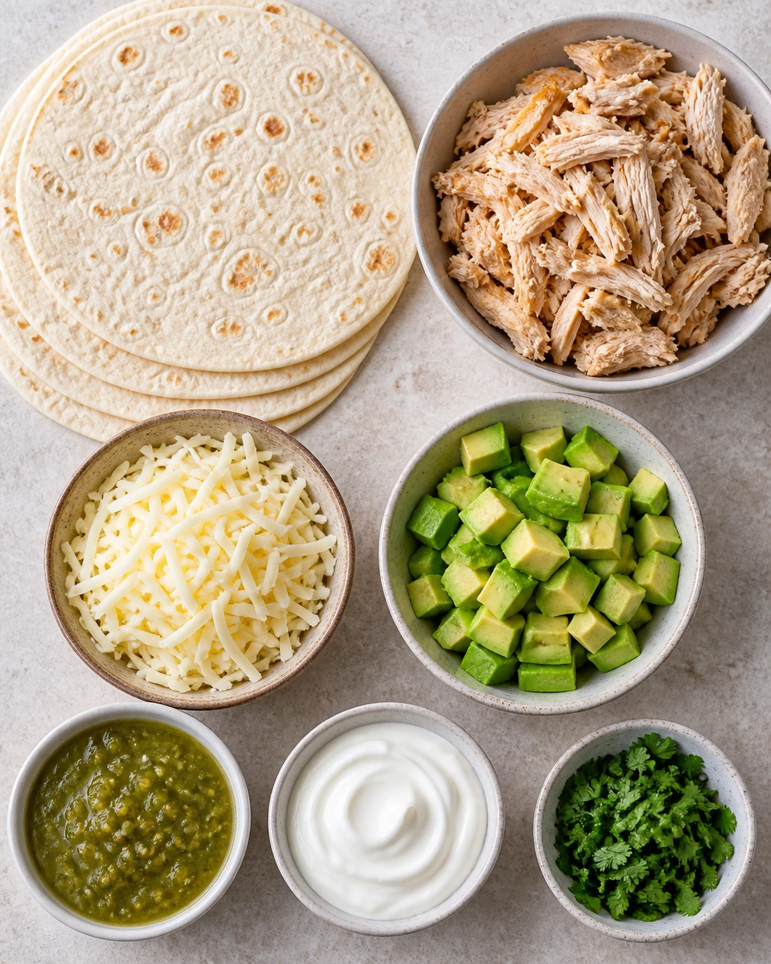 Exact measured ingredients for Easy Chicken Avocado Burritos