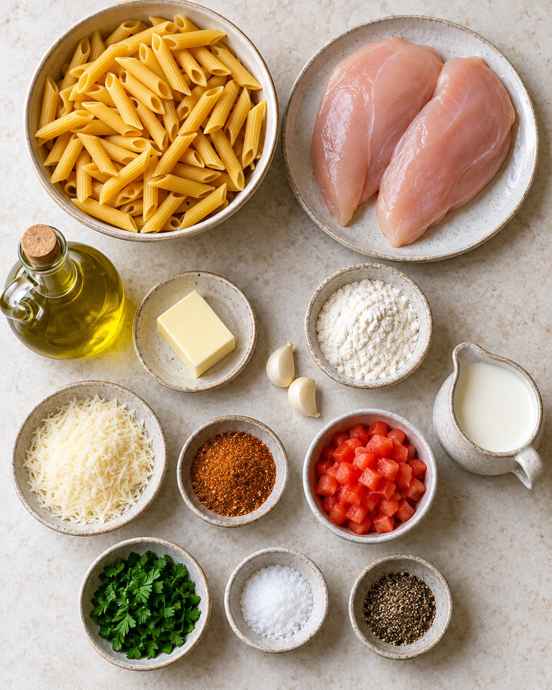 Exact measured ingredients for Creamy Cajun Chicken Pasta Recipe