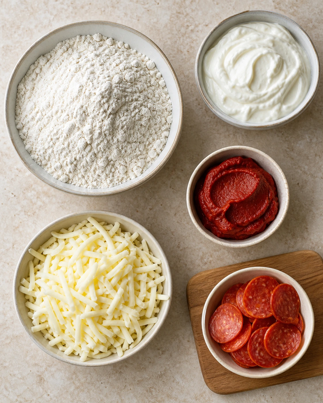 Exact measured ingredients for Mini Lunchbox Pizzas