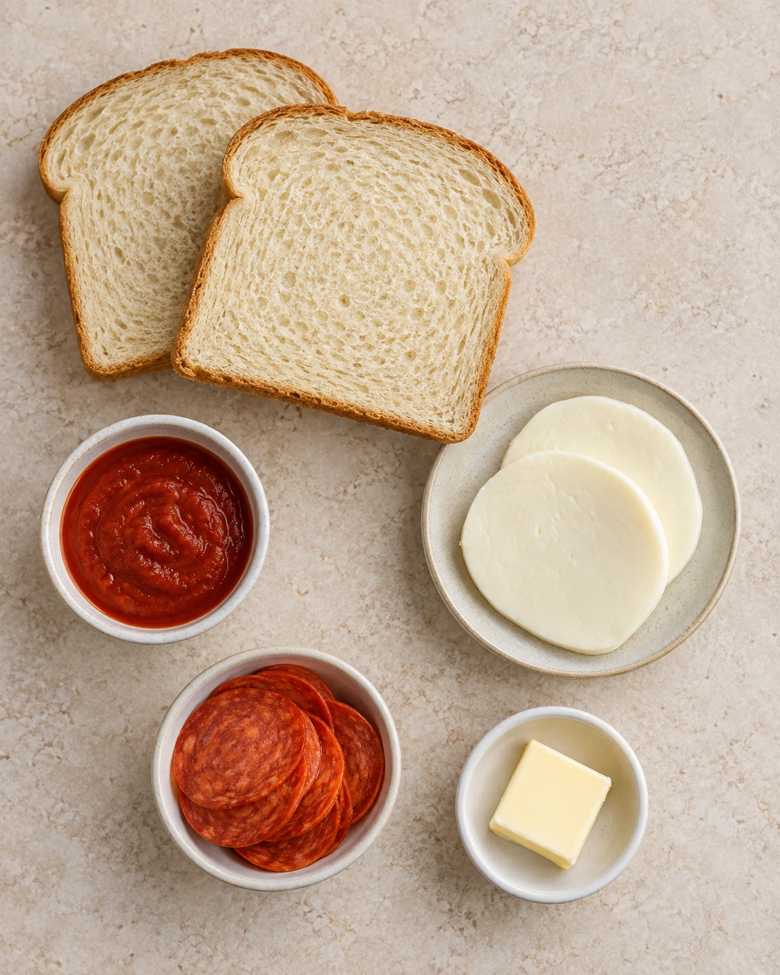Exact measured ingredients for Pepperoni Pizza Grilled Cheese