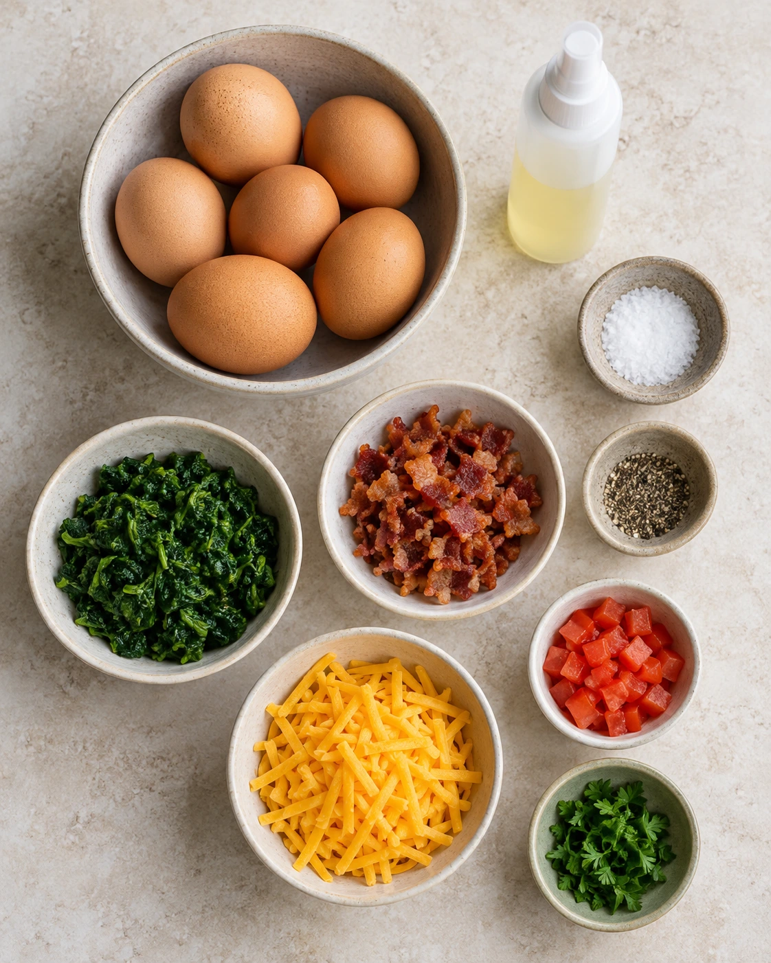 Exact measured ingredients for Breakfast Egg Muffins
