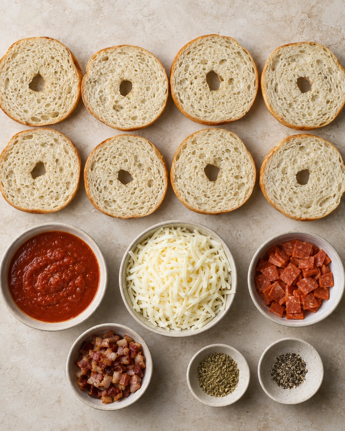 Exact measured ingredients for Homemade Pizza Bagels