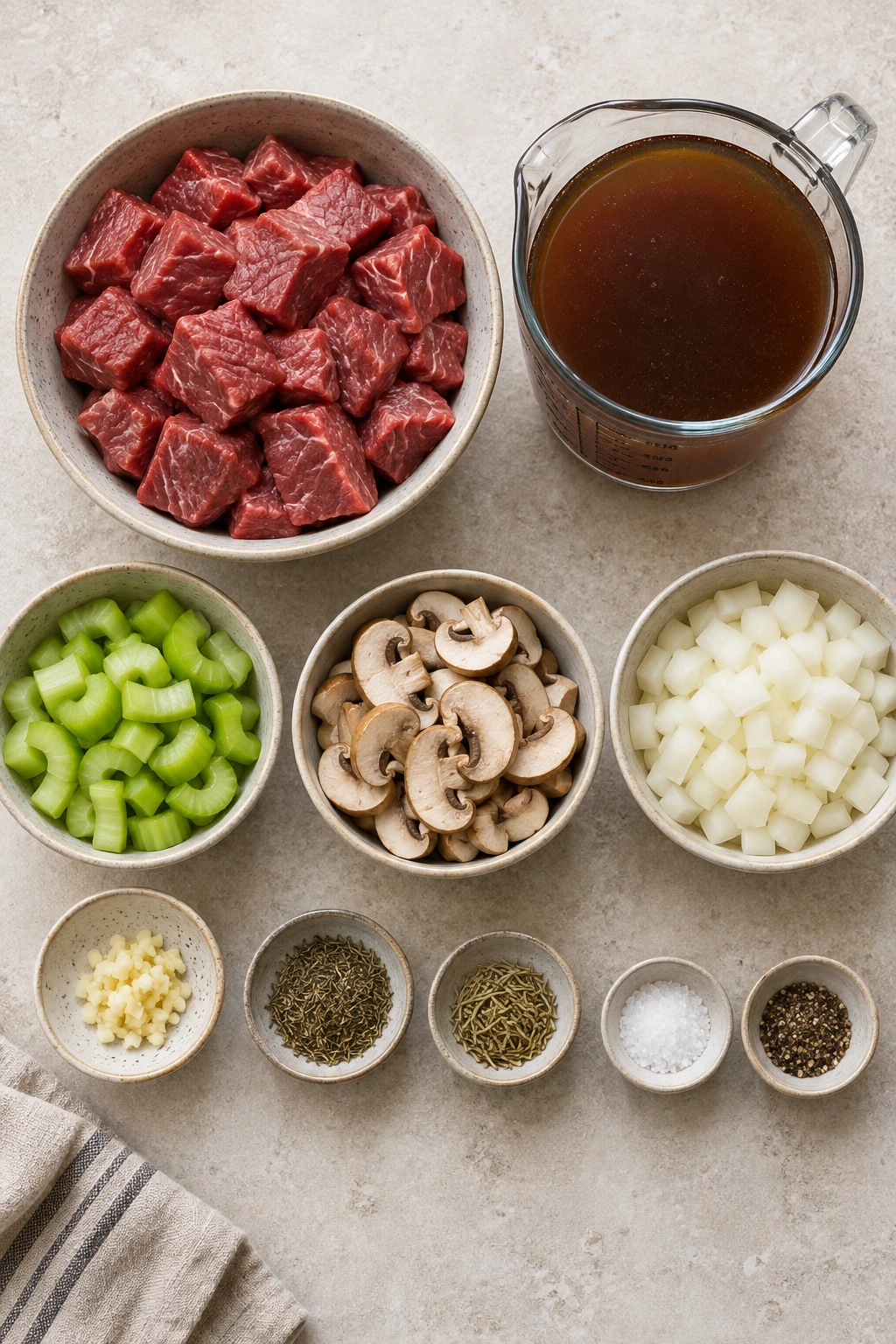 Exact measured ingredients for Keto Crockpot Beef Stew