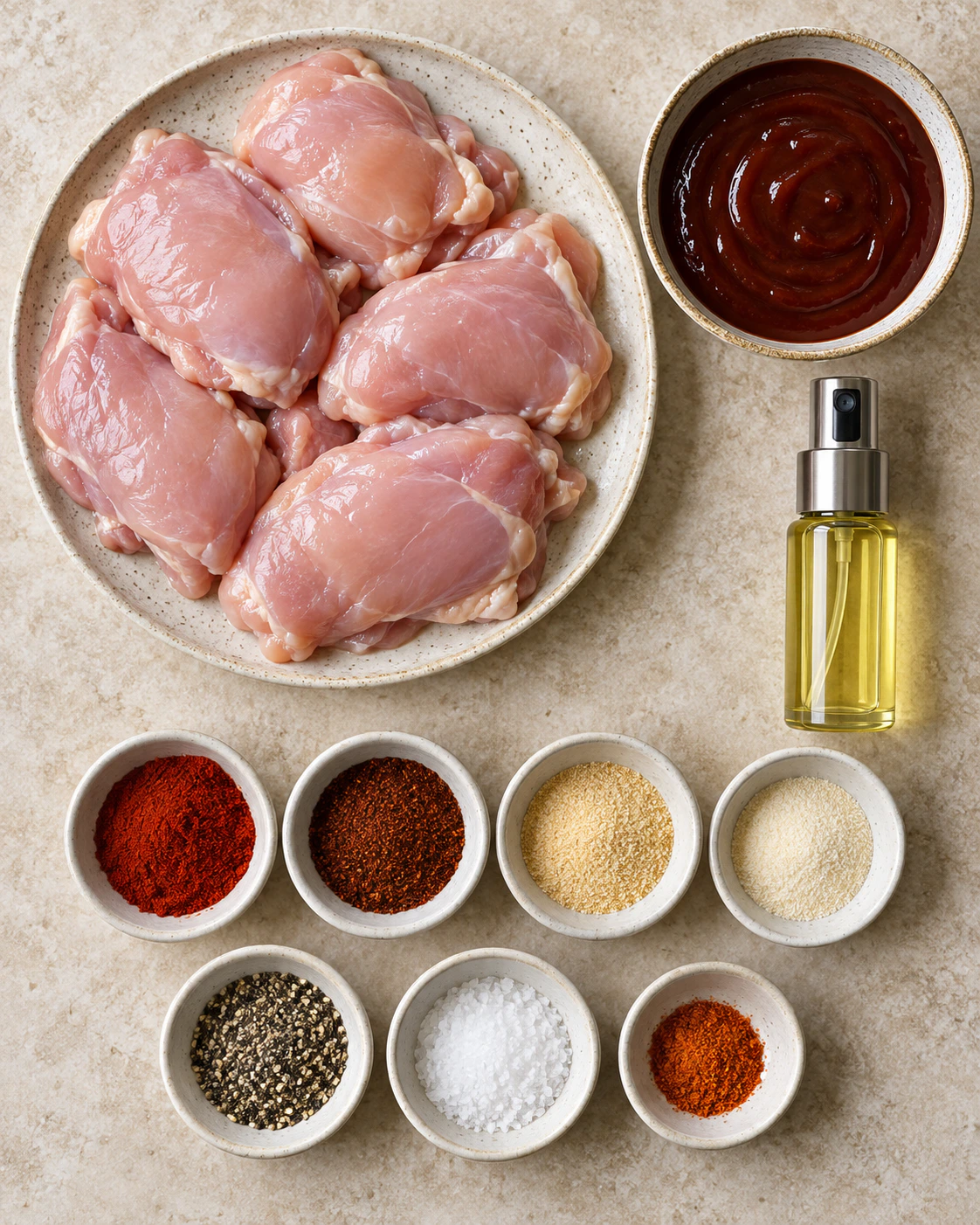 Exact measured ingredients for Air Fryer BBQ Chicken