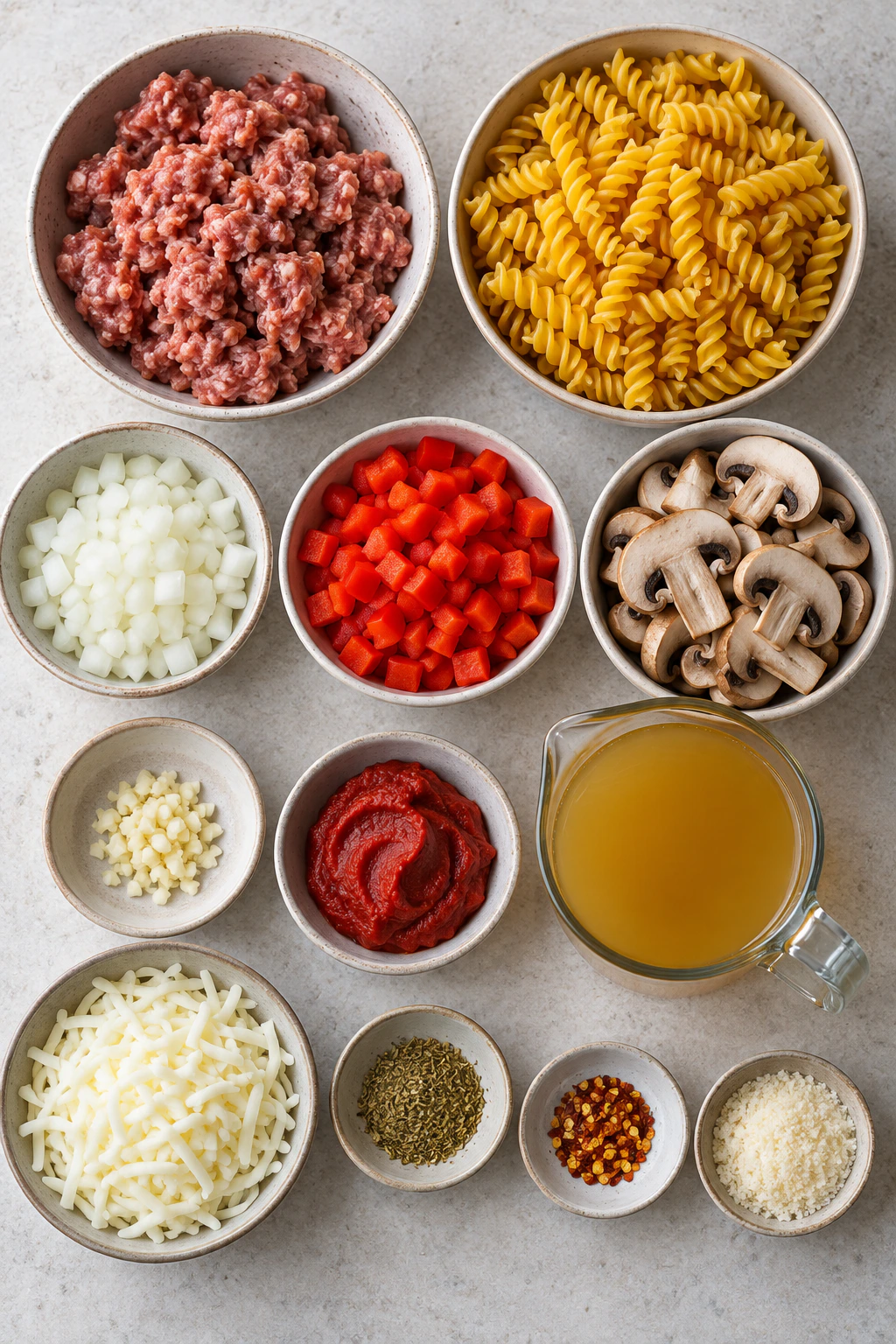 Exact measured ingredients for One Pot Pizza Pasta