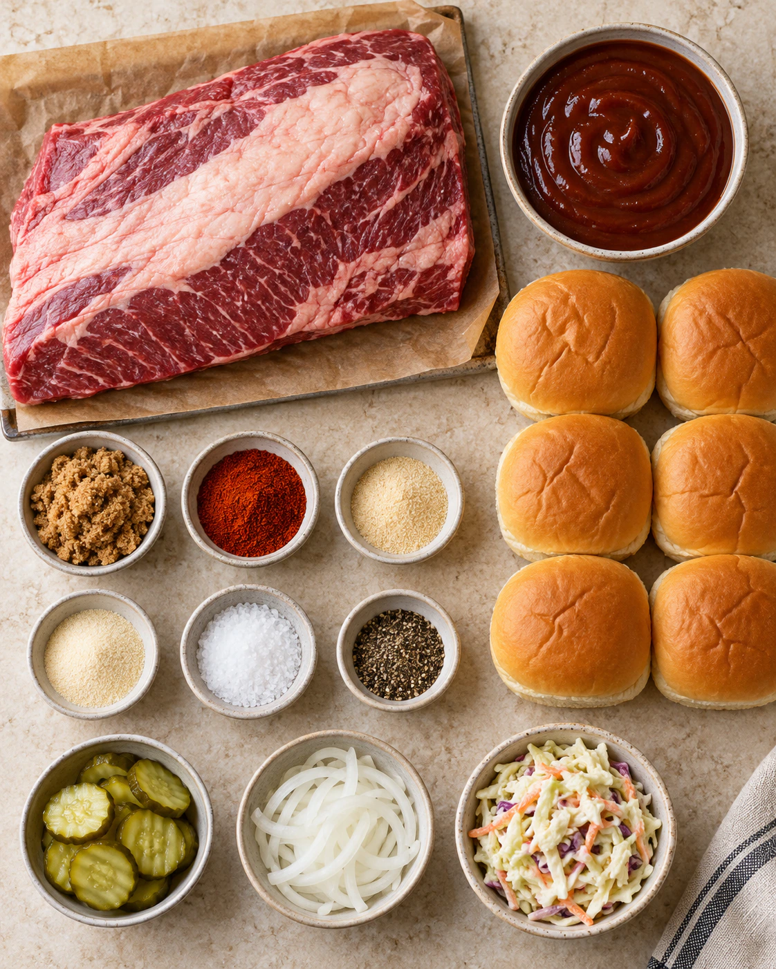 Exact measured ingredients for Slow Cooker BBQ Brisket Sandwich