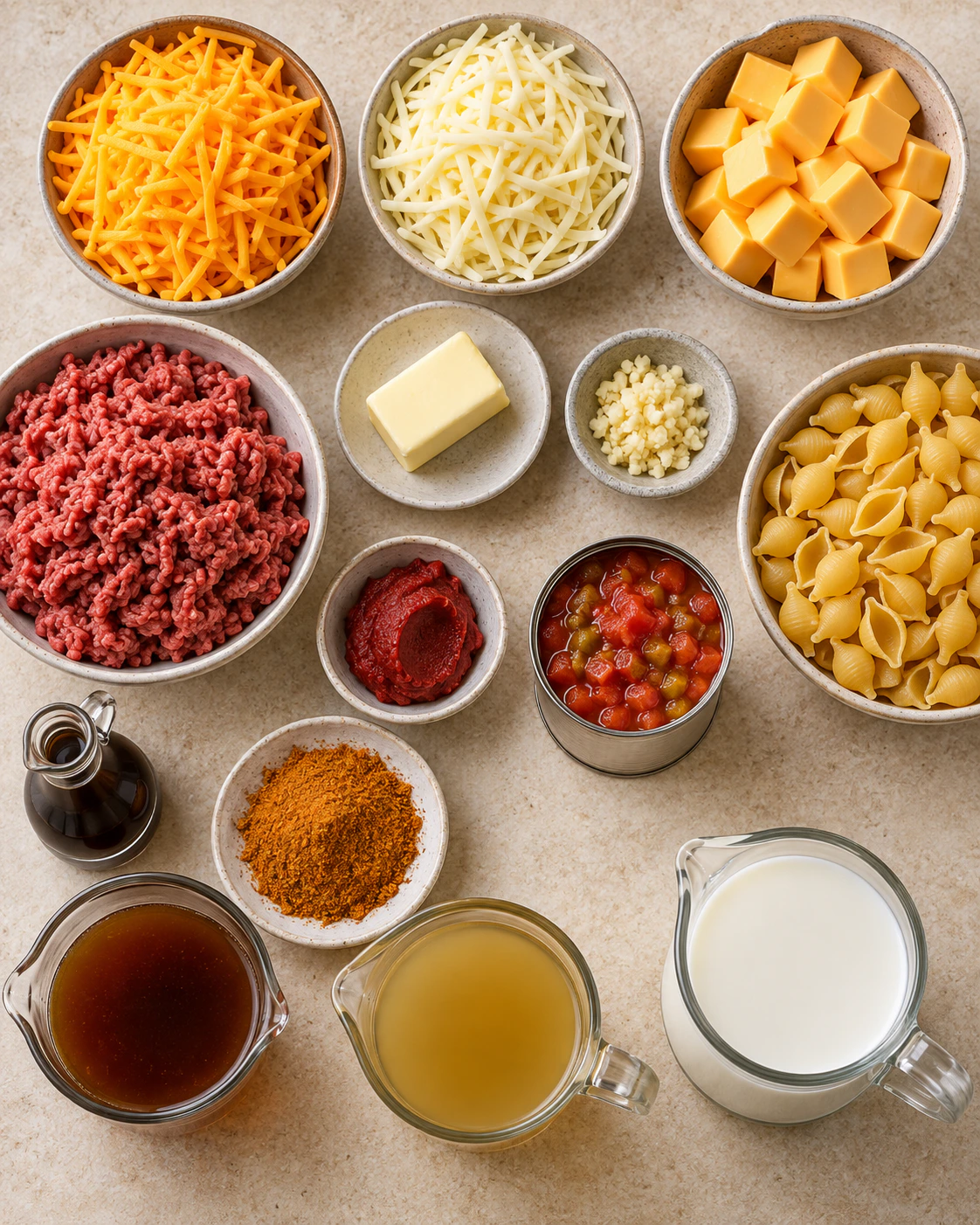 Exact measured ingredients for Creamy Taco Pasta