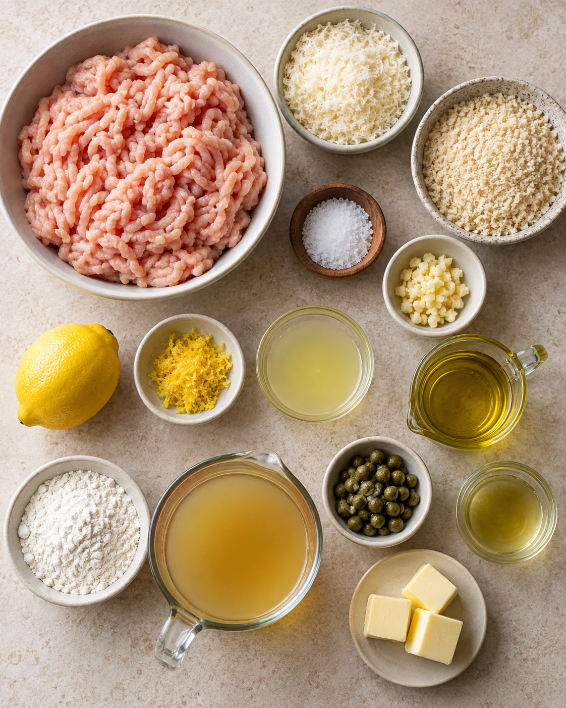 Exact measured ingredients for Chicken Piccata Meatballs