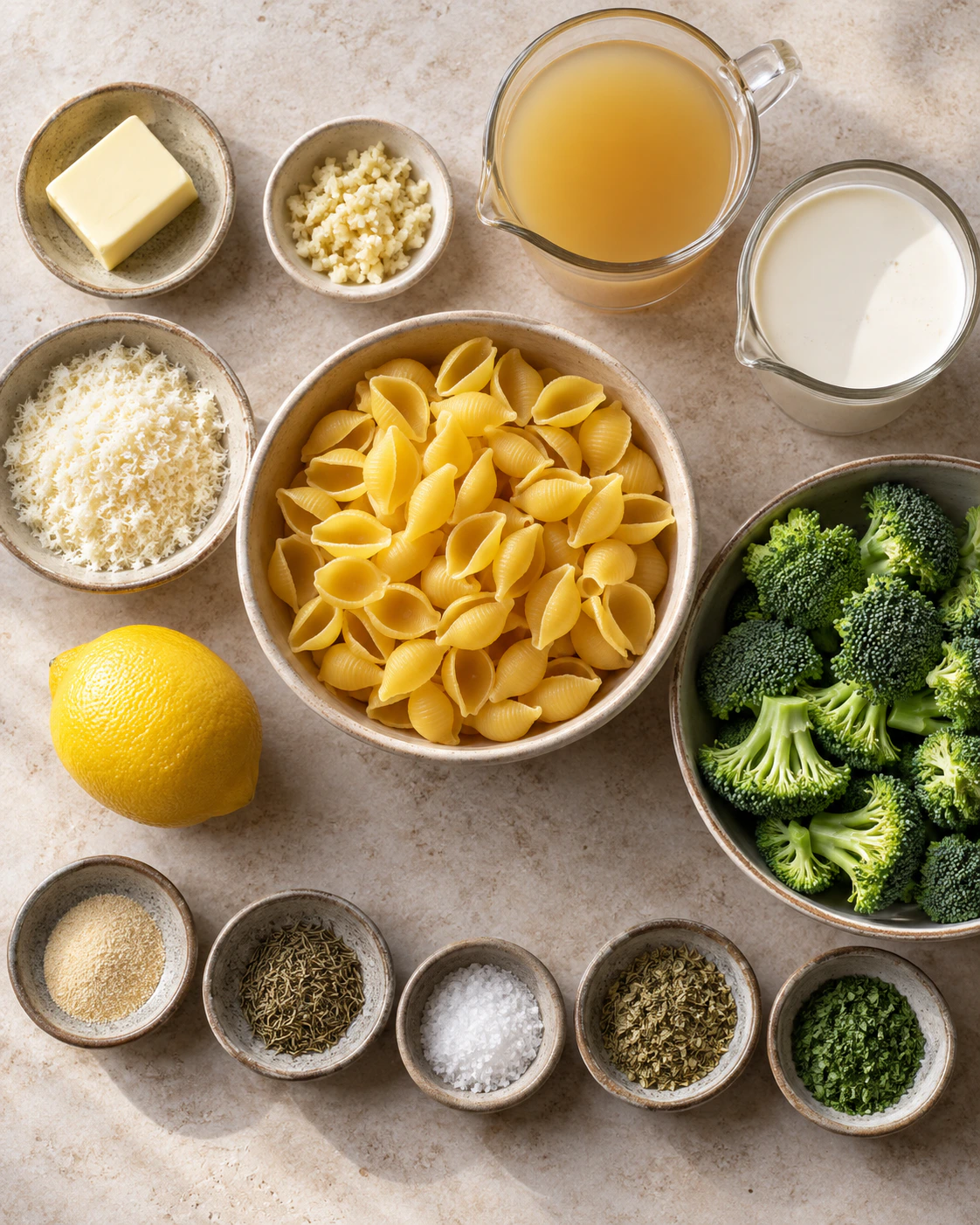 Exact measured ingredients for Creamy Broccoli Pasta