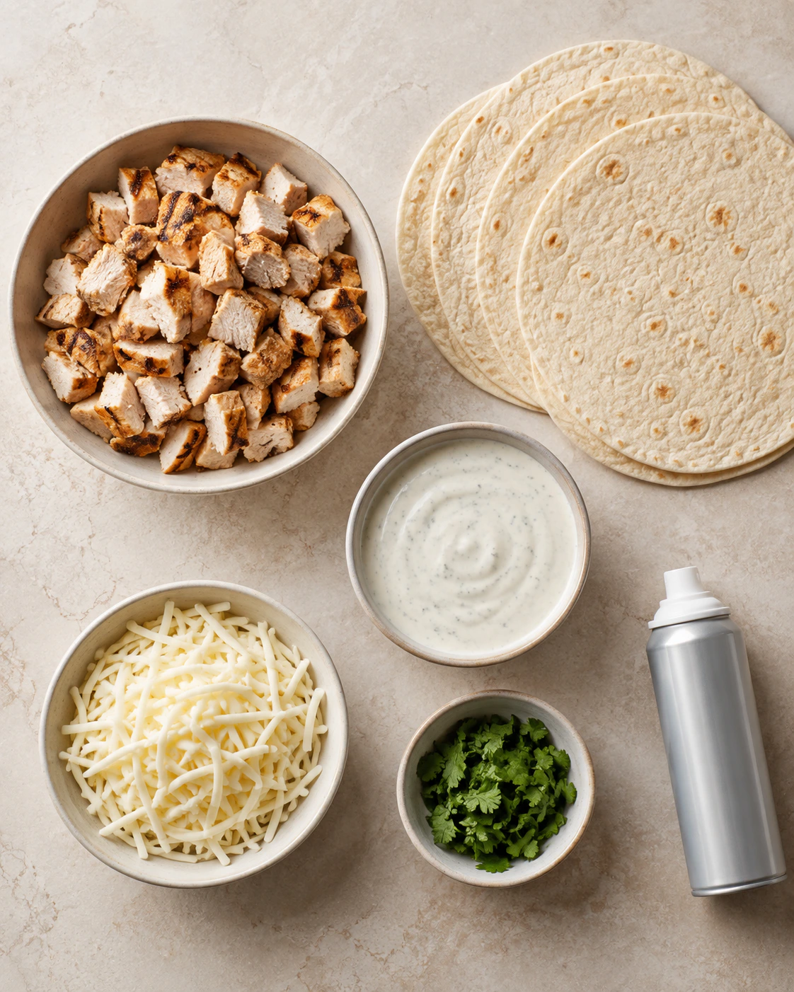 Exact measured ingredients for Chicken Ranch Wraps