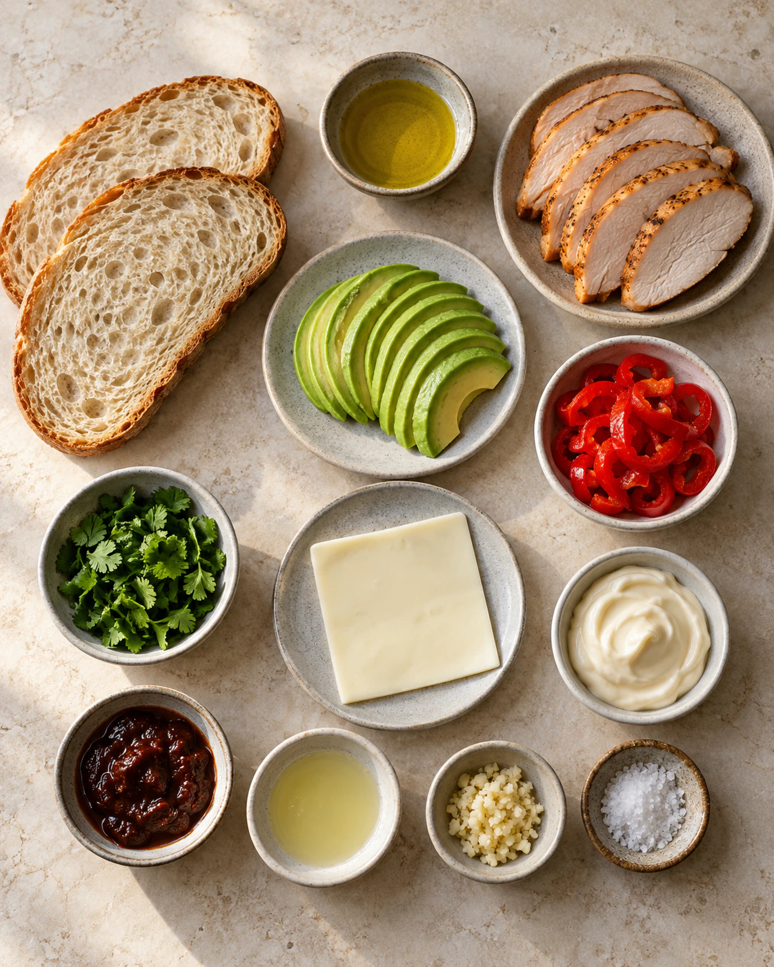 Exact measured ingredients for Chipotle Chicken Avocado Melt