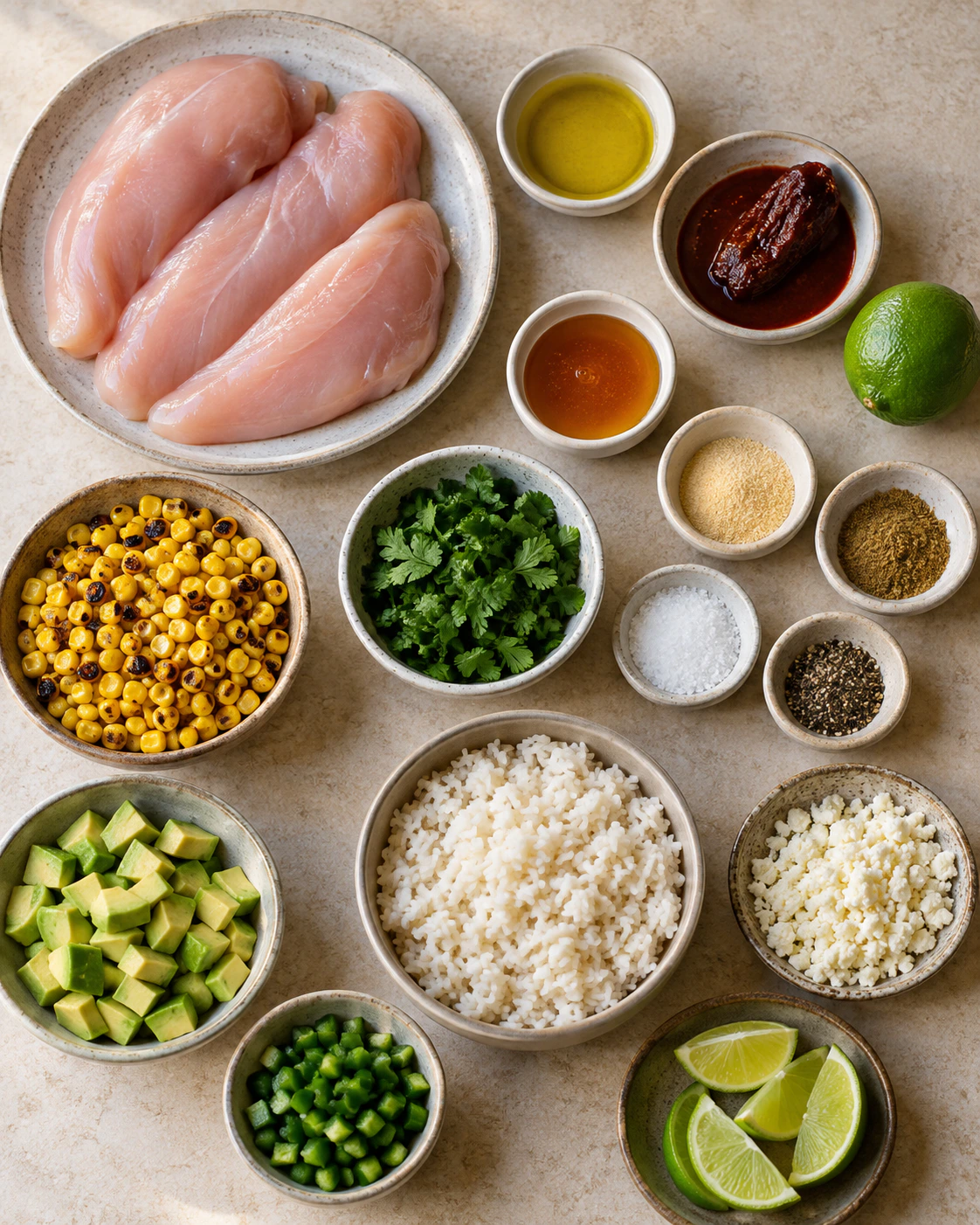 Exact measured ingredients for Honey Chipotle Chicken Rice Bowls