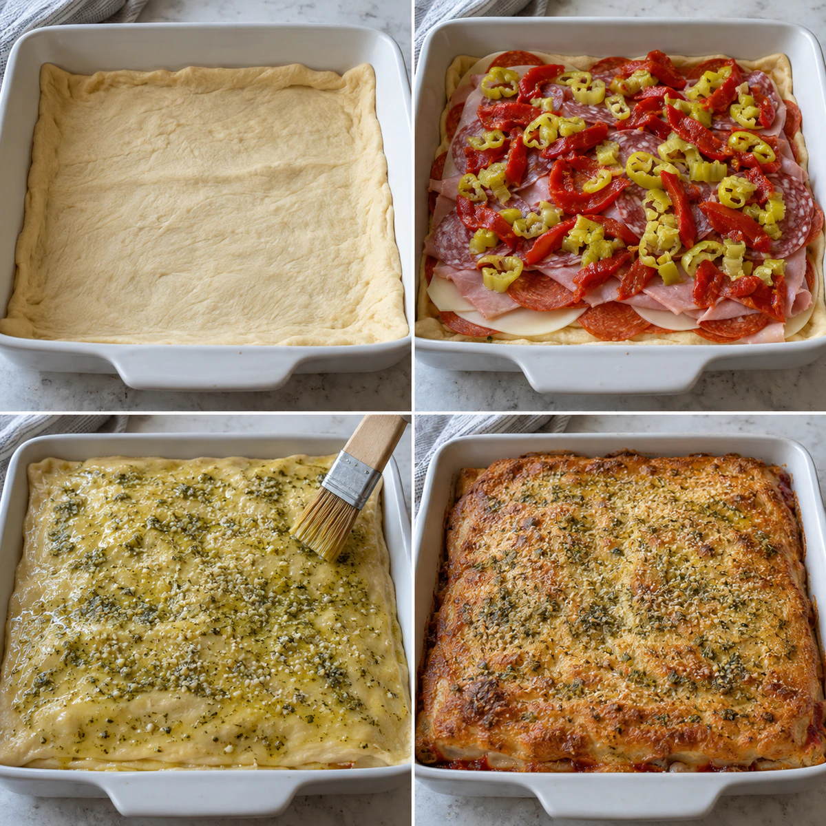 Four chronological preparation stages for Italian Sub Squares