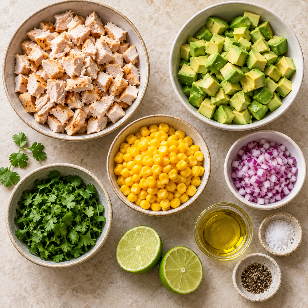 Exact measured ingredients for Avocado Chicken Salad