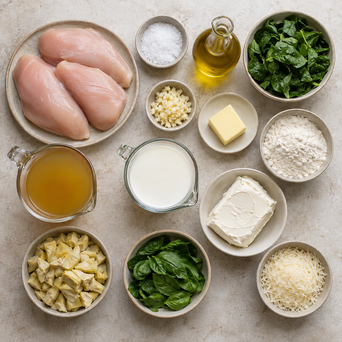 Exact measured ingredients for Spinach Artichoke Chicken