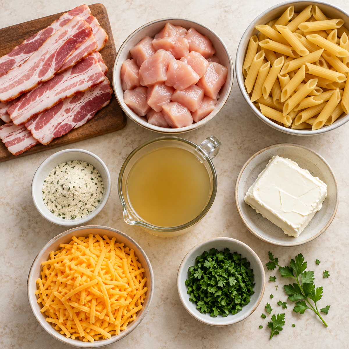Exact measured ingredients for Crack Chicken Penne