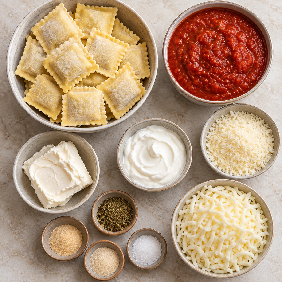 Exact measured ingredients for Million Dollar Ravioli Lasagna