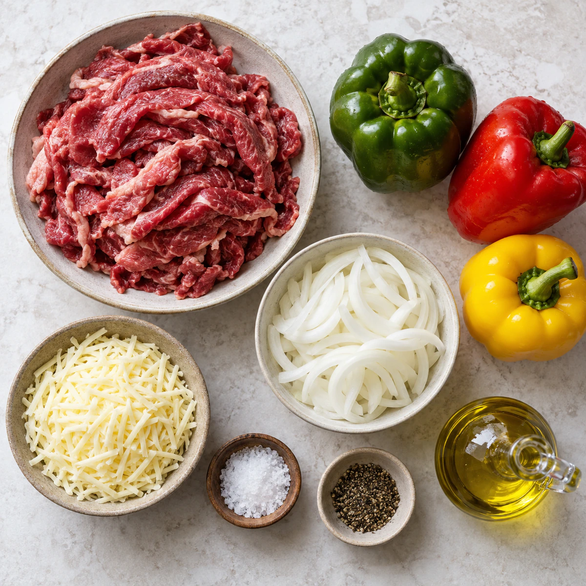 Exact measured ingredients for Cheesesteak Stuffed Peppers