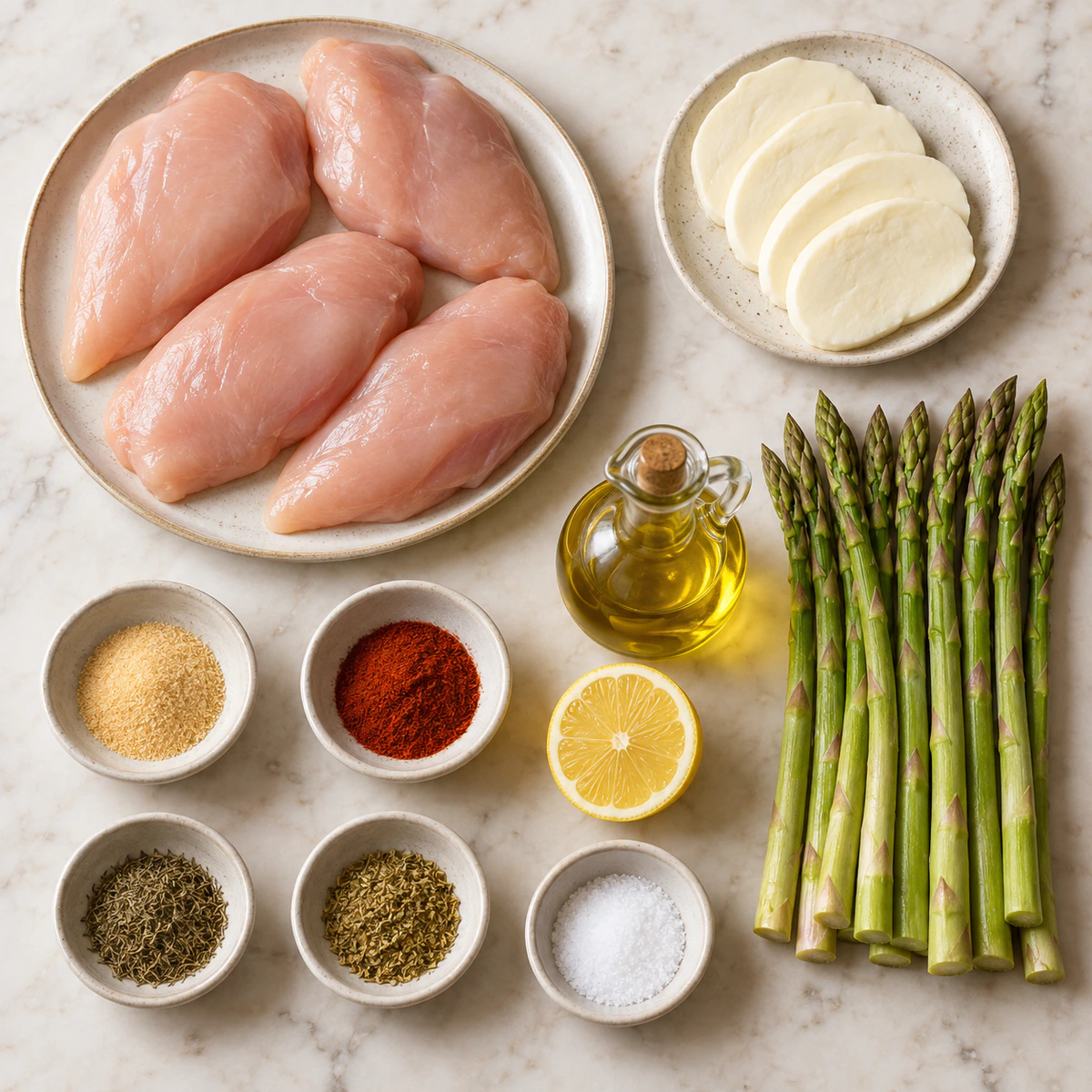 Exact measured ingredients for Asparagus & Cheese Stuffed Chicken