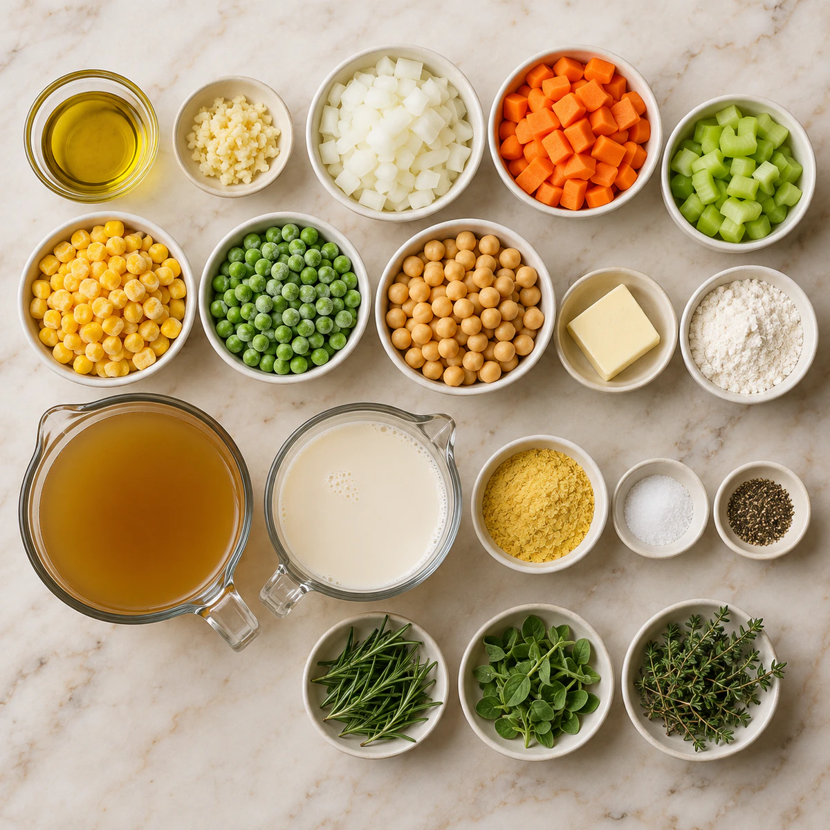 Exact measured ingredients for One-Pot Creamy Vegetable Soup