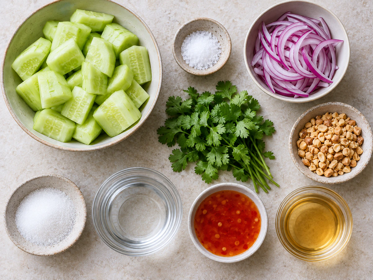 Exact measured ingredients for Thai Cucumber Salad