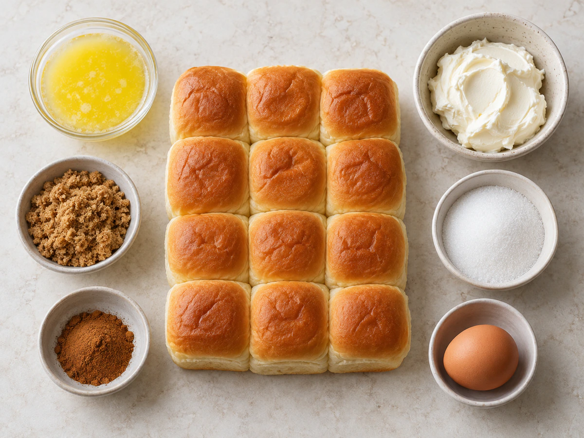 Exact measured ingredients for Kings Hawaiian Cream Cheese Cinnamon Rolls