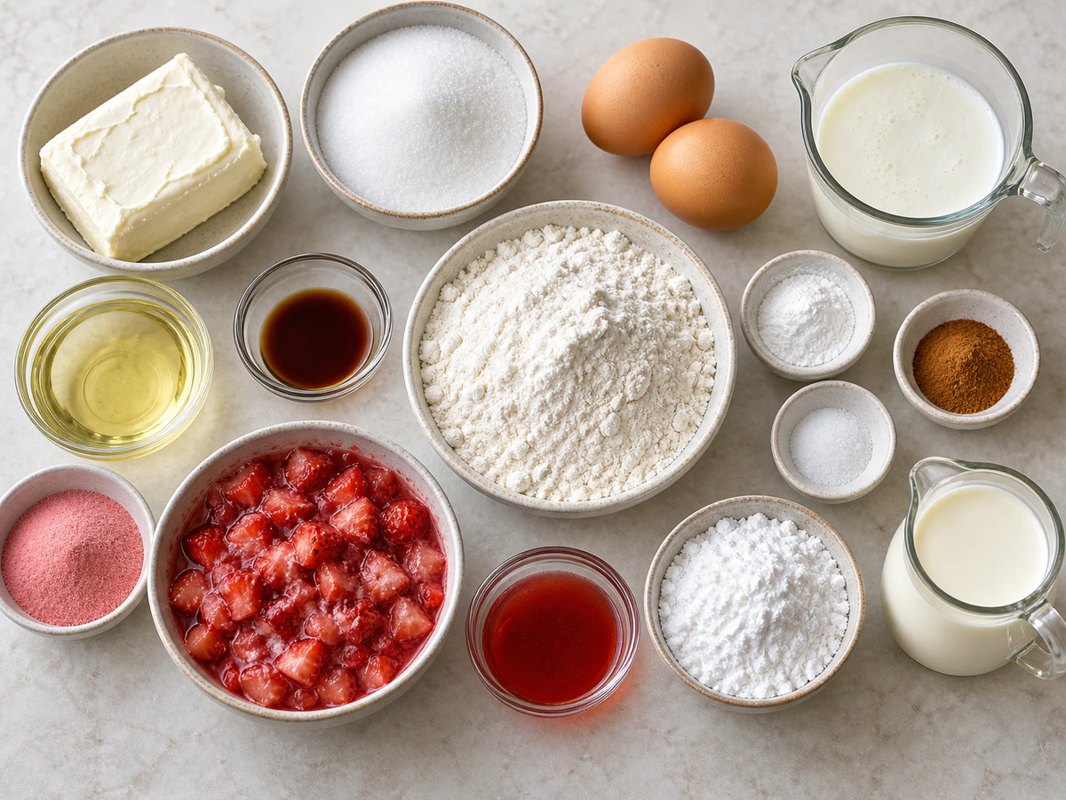 Exact measured ingredients for Strawberry Cream Cheese Bread