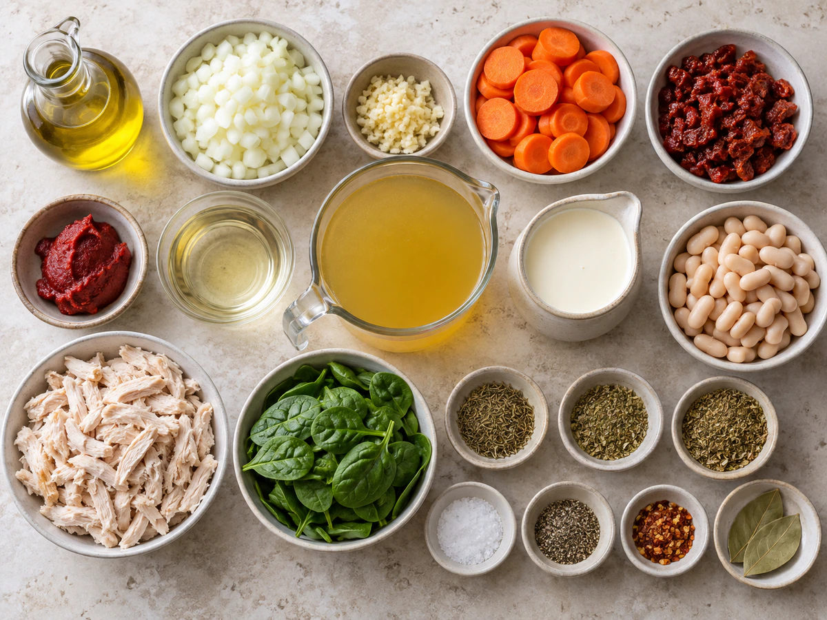 Exact measured ingredients for Tuscan Chicken Soup