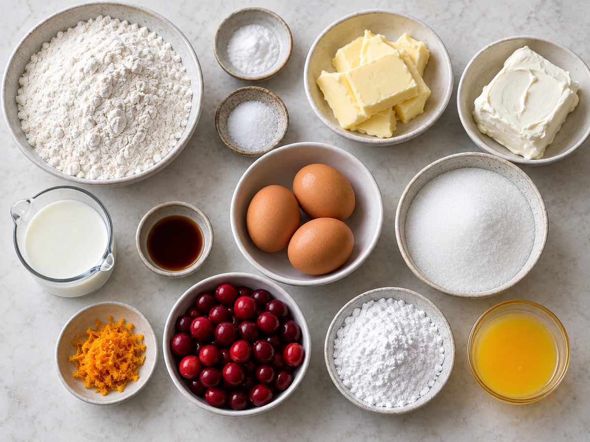 Exact measured ingredients for Cranberry Cream Cheese Bread