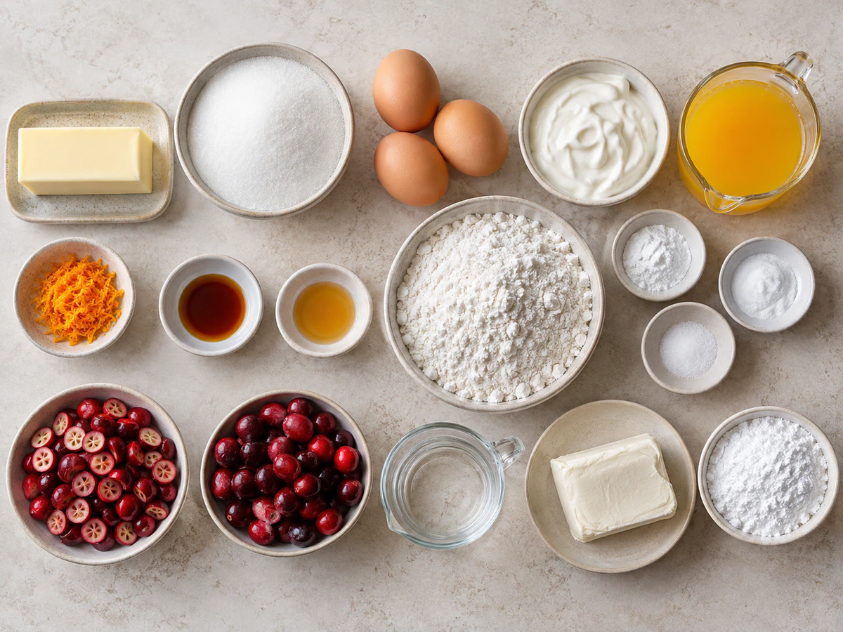 Exact measured ingredients for Cranberry Orange Cake
