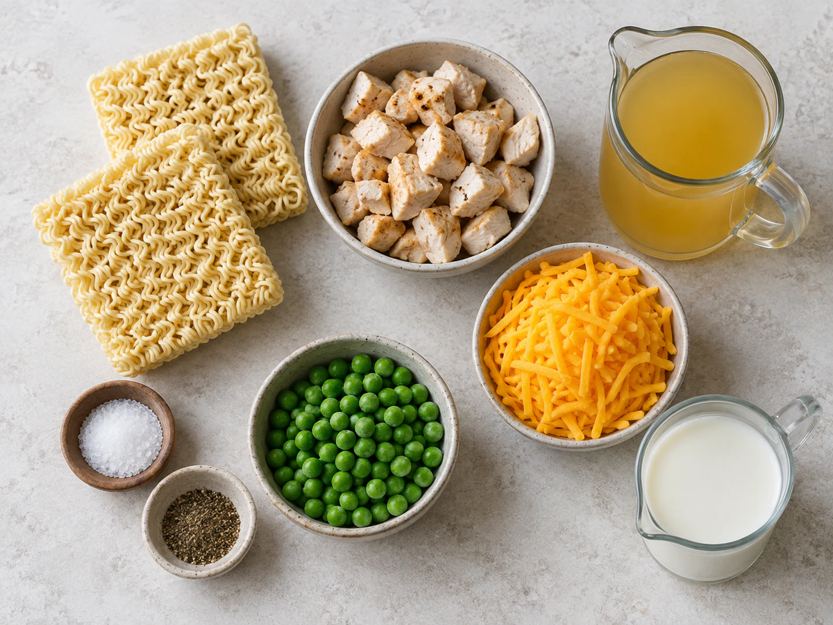 Exact measured ingredients for Cheesy Chicken Ramen
