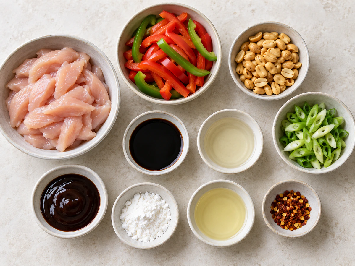 Exact measured ingredients for Homemade Kung Pao Chicken